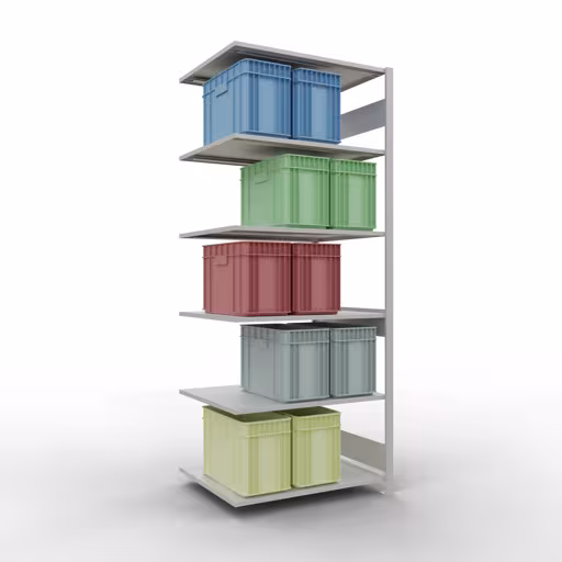 Scaffali aggiuntivi, scaffali, sistema a innesto MULTIplus150, 2500 x 1000 x 800 mm (AxLxP), 6 ripiani, barre longitudinali, RAL 7035 grigio chiaro di Schulte Lagertechnik con l'articolo n. 32686-LR
