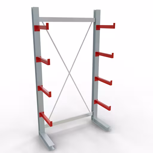 Figure n° 9 de l'article Rayonnage complet K 3000, unilatéral, 2500 x 1300 x 500 mm, RAL 7001 / RAL 3000, 5 niveaux de stockage du groupe de produits rayonnages cantilever de Schulte Lagertechnik