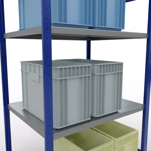 Étagère de base, étagère, système enfichable MULTIplus330, 2000 x 1000 x 800 mm, 5 étagères, RAL 5010 bleu gentiane/galvanisé de Schulte Lagertechnik de la gamme de produits du système enfichable