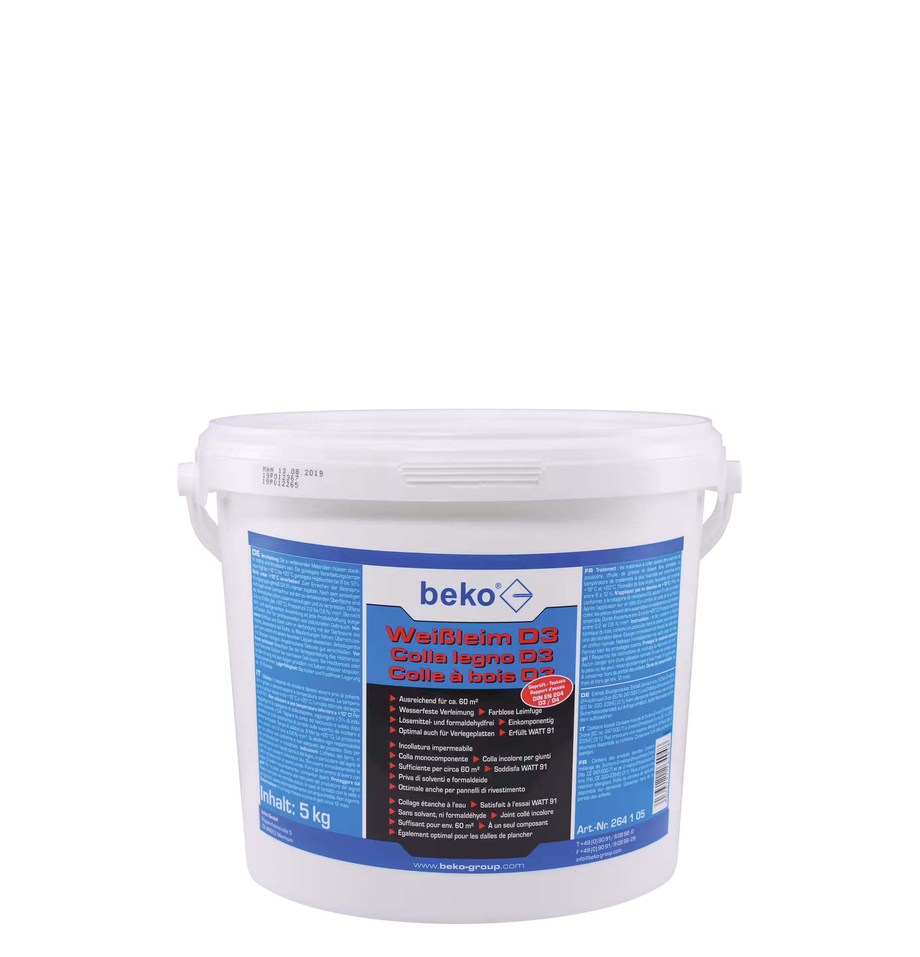 Weißleim D3 weiß 5 kg Eimer von Beko Weißleim D3 weiß 5 kg Eimer aus der Kategorie Leime mit der Artikelnr. 264 1 05