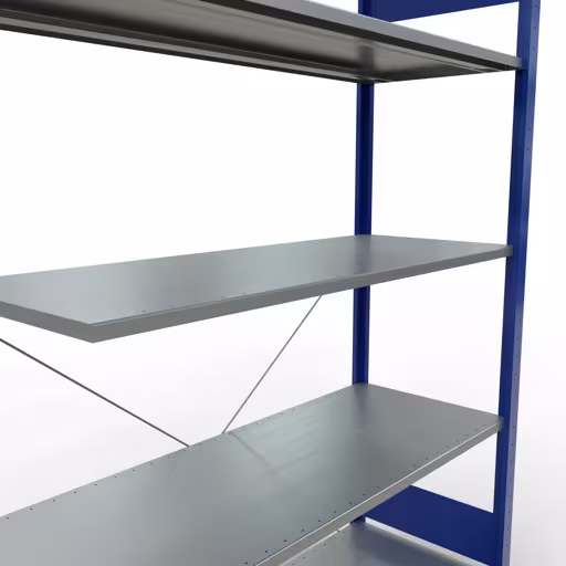 Immagine aggiuntiva dell'articolo ripiano aggiuntivo, ripiano per scaffali, sistema a innesto MULTIplus150, 2000 x 1300 x 500 mm (AxLxP), 5 ripiani, traversa, RAL 5010 blu genziana/zincato da ripiano aggiuntivo