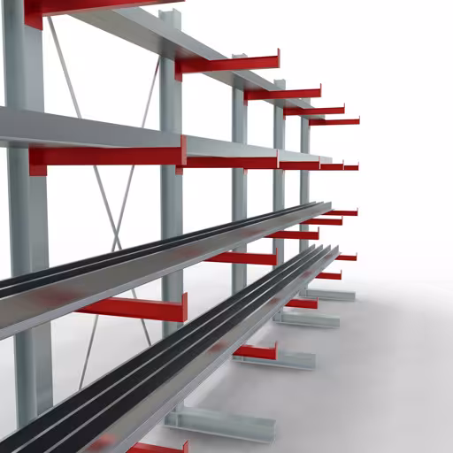 Immagine prodotto n. 12 dell'articolo Scaffale completo K 3000, unilaterale, 2500 x 6500 x 600 mm, RAL 7001 / RAL 3000, 5 livelli di stoccaggio Figura n. 12 dell'articolo Scaffale completo K 3000, unilaterale, 2500 x 6500 x 600 mm, RAL 7001 / RAL 3000, 5 livelli di stoccaggio del gruppo di prodotti scaffalature cantilever della marca Schulte Lagertechnik