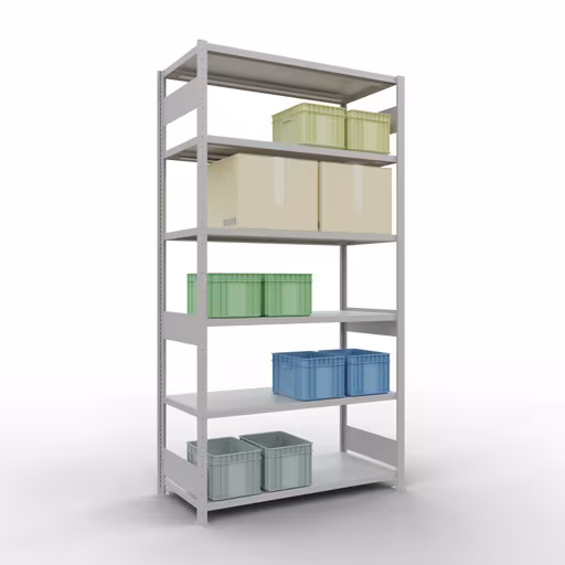 Figure n° 14 de l'article étagère de base, système d'étagères enfichables MULTIplus250, 2500 x 1300 x 600 mm, 6 étagères, gris clair RAL 7035 du groupe de produits système enfichable de Schulte Lagertechnik