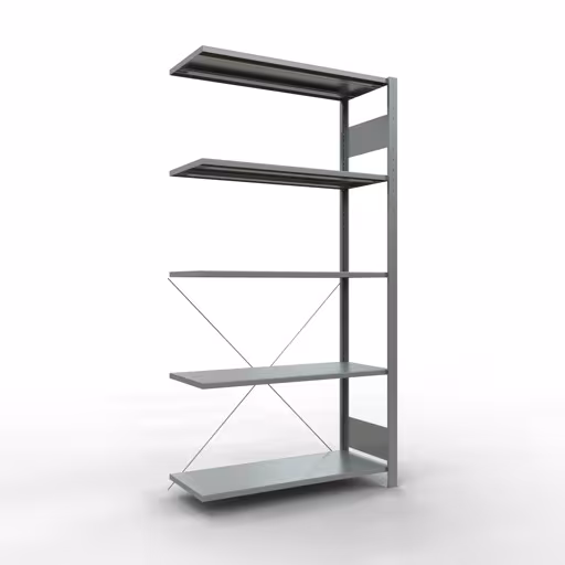 Scaffali aggiuntivi, scaffali, sistema a innesto MULTIplus85, 2000 x 1000 x 400 mm (AxLxP), 5 ripiani, traversa, zincato di Schulte Lagertechnik Scaffale aggiuntivo, scaffale, sistema a innesto MULTIplus85, 2000 x 1000 x 400 mm (AxLxP), 5 ripiani, traversa, zincato, ripiano aggiuntivo, articolo n. 13145