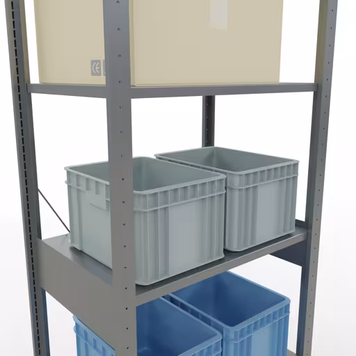 Scaffale base, scaffale, sistema a innesto MULTIplus150, 2500 x 750 x 500 mm (AxLxP), 6 ripiani, traversa, zincato con GTIN 4004514204868 Scaffale base, scaffale, sistema a innesto MULTIplus150, 2500 x 750 x 500 mm (AxLxP), 6 ripiani, traversa, zincato di Schulte Lagertechnik con l'articolo n. 12751-75