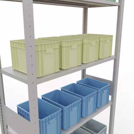 Scaffale base, scaffale, sistema a innesto MULTIplus150, 3000 x 1000 x 400 mm (AxLxP), 7 ripiani, barre longitudinali, RAL 7035 grigio chiaro di Schulte Lagertechnik della categoria Sistemi a innesto