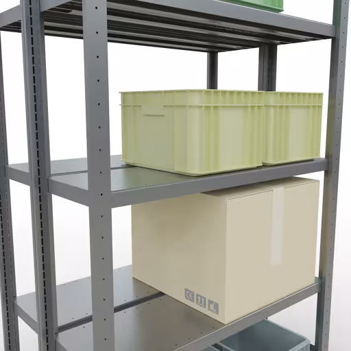 Image supplémentaire de l'article Étagère de base, étagère double, système d'étagères enfichable MULTIplus250, 2000 x 1000 x (2x300) mm, 2x5 étagères, galvanisé à partir d'étagères doubles