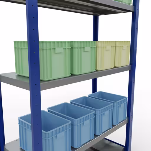 Immagine del prodotto n. 15 dell'articolo scaffale base, scaffale, sistema a innesto MULTIplus250, 2000 x 1000 x 400 mm (AxLxP), 5 ripiani, barre longitudinali, RAL 5010 blu genziana/zincato Figura n. 15 dell'articolo scaffale base, scaffale, sistema a innesto MULTIplus250, 2000 x 1000 x 400 mm (AxLxP), 5 ripiani, barre longitudinali, RAL 5010 blu genziana/zincato del gruppo di prodotti sistema a innesto della marca Schulte Lagertechnik