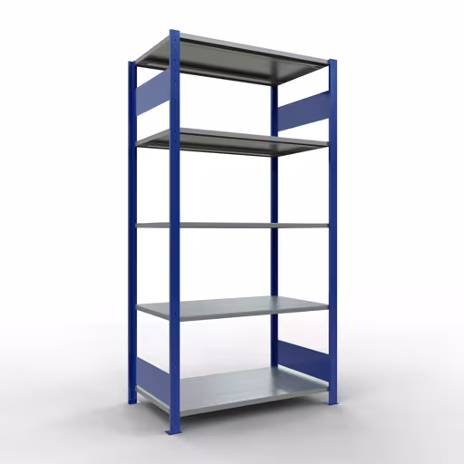 Étagère de base, étagère, système enfichable MULTIplus150, 2000 x 1000 x 600 mm, 5 étagères, RAL 5010 bleu gentiane/galvanisé de Schulte Lagertechnik de la catégorie système enfichable