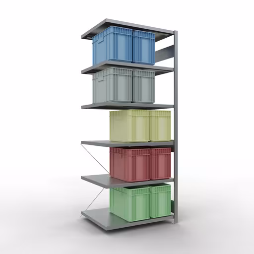 Rayonnage supplémentaire, étagère, système enfichable MULTIplus250, 2500 x 1000 x 800 mm, 6 étagères, galvanisé de Schulte Lagertechnik de la catégorie des systèmes enfichables