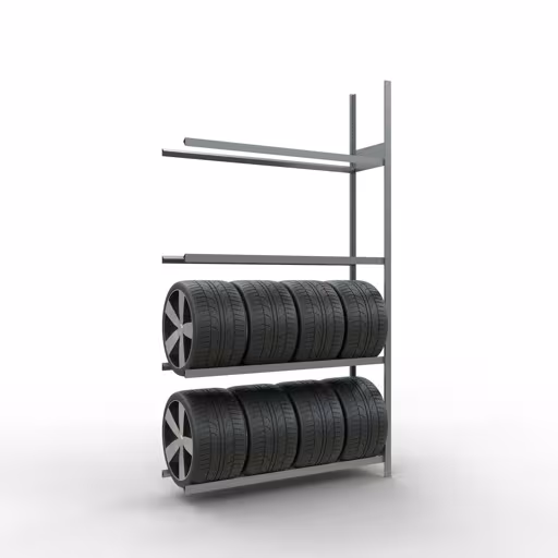 Rayonnage supplémentaire, rayonnage pour roues/pneus, 2750 x 1500 x 400 mm, galvanisé, 4 niveaux de stockage de Schulte Lagertechnik avec le numéro d'article : 20998