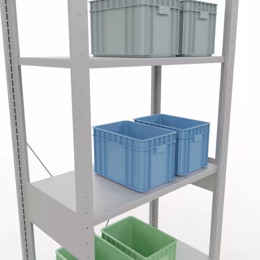 Image supplémentaire de l'article Étagère de base, étagère, système enfichable MULTIplus150, 2500 x 750 x 400 mm (HxLxP), 6 étagères, traverse, RAL 7035 gris clair Image supplémentaire de l'article Étagère de base, étagère, système enfichable MULTIplus150, 2500 x 750 x 400 mm, 6 étagères, traverse, RAL 7035 gris clair à partir de l'étagère de base