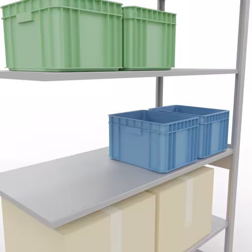 Image du produit n° 15 de l'article étagère complémentaire, système enfichable MULTIplus150, 2500 x 1300 x 600 mm, 6 étagères, RAL 7035 gris clair de la gamme de produits système enfichable de la marque Schulte Lagertechnik