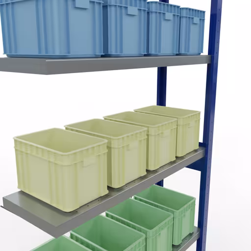 Figure n° 14 de l'article étagère complémentaire, étagère à étagères, système enfichable MULTIplus330, 2500 x 1000 x 300 mm, 6 étagères, RAL 5010 bleu gentiane/galvanisé du groupe de produits système enfichable de la marque Schulte Lagertechnik