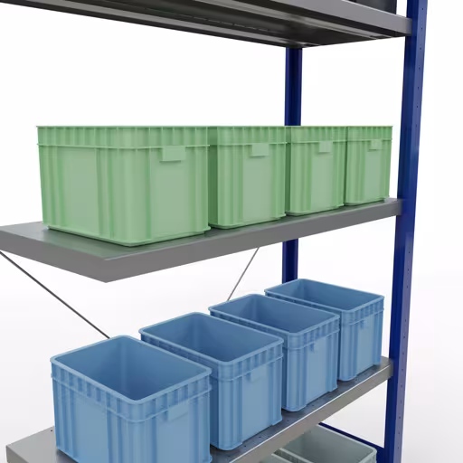 Immagine aggiuntiva dell'articolo Ripiano aggiuntivo, scaffale MULTIplus330 sistema a innesto, 2000 x 1000 x 400 mm (AxLxP), 5 ripiani, traversa, RAL 5010 blu genziana/zincato da ripiano aggiuntivo