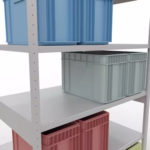 Immagine prodotto n. 14 dell'articolo sistema a innesto ripiano base 2500x1300x800 mm, tipo 250 kg, zincato / grigio chiaro Figura n. 14 dell'articolo sistema a innesto ripiano base 2500x1300x800 mm, tipo 250 kg, zincato / grigio chiaro del gruppo di prodotti sistema a innesto della marca Schulte Lagertechnik