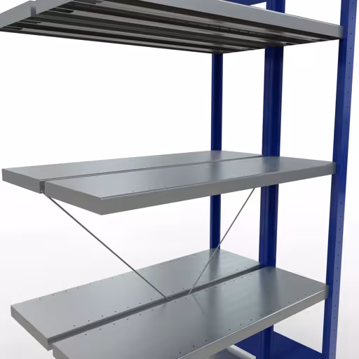 Scaffale aggiuntivo, scaffale doppio, sistema di scaffali MULTIplus250, 2000 x 1000 x (2x300) mm (AxLxP), 2x5 ripiani, traversa, RAL 5010 blu genziana di Schulte Lagertechnik con l'articolo n. 32135-A-B
