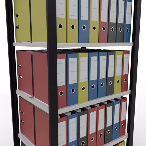 Figure n° 13 de l'article, étagère de bureau, système enfichable MULTIplus150, 2000 x 750 x 600 mm, 6 étagères, avec butée centrale, noir/gris clair du groupe de produits étagères de bureau de la marque Schulte Lagertechnik