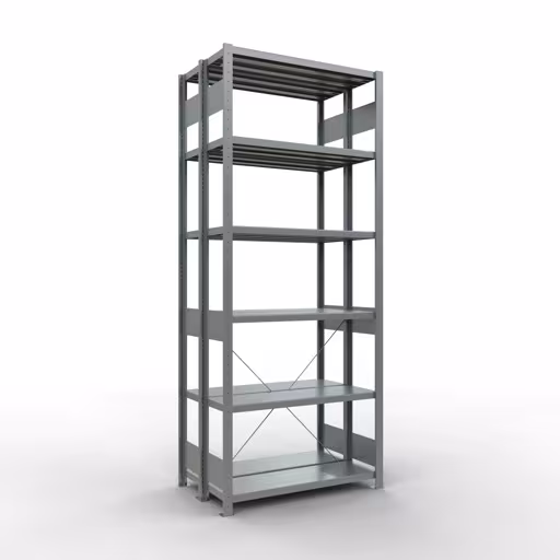 Étagère de base, étagère double, système d'étagères MULTIplus250, 2500 x 1000 x (2x300) mm, 2x6 étagères, traverse, galvanisé de Schulte Lagertechnik de la catégorie étagères