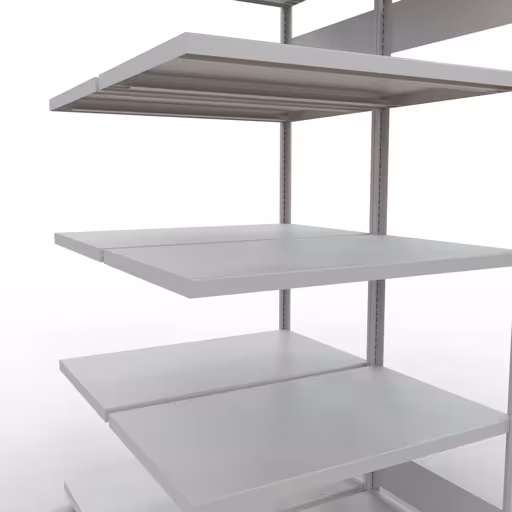 Une autre vue de l'article Étagère rapportée, étagère double, système d'étagère enfichable MULTIplus250, 2000 x 1000 x (2x600) mm, 2x5 étagères, RAL 7035 gris clair de la catégorie étagères