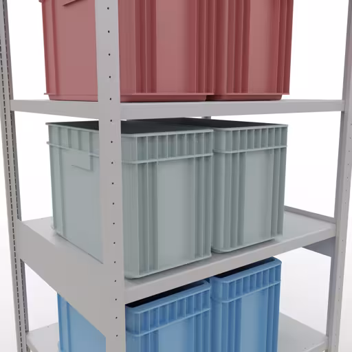 Figure n° 9 de l'article étagère de base, système d'étagères enfichables MULTIplus330, 2500 x 1000 x 800 mm, 6 étagères, gris clair RAL 7035 du groupe de produits système enfichable de Schulte Lagertechnik