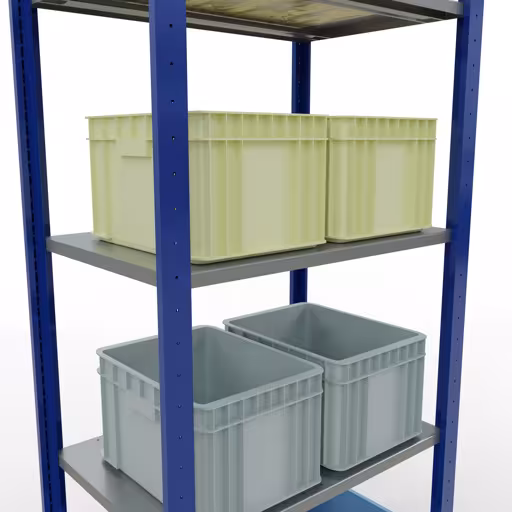 Image supplémentaire de l'article Étagère de base, étagère, système enfichable MULTIplus150, 2000 x 750 x 500 mm, 5 étagères, RAL 5010 bleu gentiane/galvanisé/galvanisé Représentation supplémentaire de l'article étagère de base, étagère à étagères, système enfichable MULTIplus150, 2000 x 750 x 500 mm, 5 étagères, RAL 5010 bleu gentiane/galvanisé/galvanisé à partir de l'étagère de base