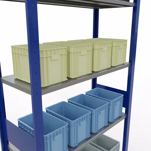 Figure n° 15 de l'article étagère de base, système d'étagères enfichables MULTIplus85, 3000 x 1000 x 400 mm, 7 étagères, RAL 5010 bleu gentiane du groupe de produits système enfichable de la marque Schulte Lagertechnik