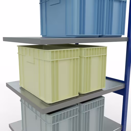 Image du produit n° 14 de l'article Rayonnage complémentaire, rayonnage à étagères, système enfichable MULTIplus330, 2500 x 1000 x 800 mm, 6 étagères, barres longitudinales, RAL 5010 bleu gentiane/galvanisé Figure n° 14 de l'article, système d'étagères MULTIplus330, système enfichable, 2500 x 1000 x 800 mm, 6 étagères, RAL 5010 bleu gentiane/galvanisé du groupe de produits système enfichable de Schulte Lagertechnik