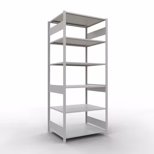 Scaffale base, scaffale, sistema a innesto MULTIplus150, 2500 x 1000 x 800 mm (AxLxP), 6 ripiani, barre longitudinali, RAL 7035 grigio chiaro di Schulte Lagertechnik con l'articolo n. 32681-LR