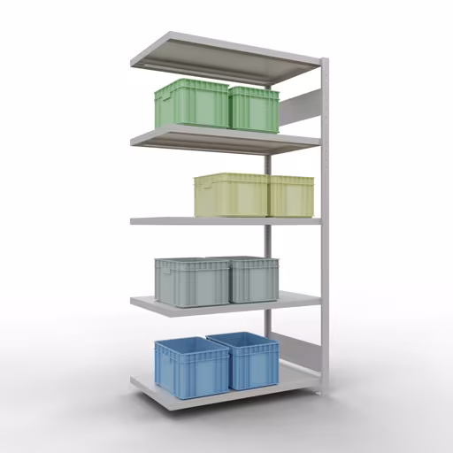 Produktbild Nr 15 des Artikels Anbauregal, Fachbodenregal Stecksystem MULTIplus250, 2000 x 1000 x 600 mm (HxBxT), 5 Fachböden, Längenriegel, RAL 7035 lichtgrau Abbildung Nr 15 des Artikels Anbauregal, Fachbodenregal Stecksystem MULTIplus250, 2000 x 1000 x 600 mm (HxBxT), 5 Fachböden, Längenriegel, RAL 7035 lichtgrau aus der Produktgruppe Stecksystem von der Marke Schulte Lagertechnik