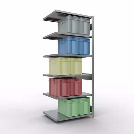 Produktbild Nr 13 des Artikels Anbauregal, Fachbodenregal Stecksystem MULTIplus250, 2500 x 1000 x 800 mm (HxBxT), 6 Fachböden, Längenriegel, verzinkt Abbildung Nr 13 des Artikels Anbauregal, Fachbodenregal Stecksystem MULTIplus250, 2500 x 1000 x 800 mm (HxBxT), 6 Fachböden, Längenriegel, verzinkt aus der Produktgruppe Stecksystem von der Marke Schulte Lagertechnik