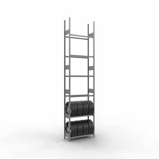 Image du produit n° 11 de l'article Etagère de base, étagère pour roues/pneus, 4500 x 1050 x 400 mm, galvanisée, 6 niveaux de rangement avec charge de compartiment de 150 kg par niveau Figure n° 11 de l'article Rayonnage de base, rayonnage pour roues/pneus, 4500 x 1050 x 400 mm, galvanisé, 6 niveaux de stockage avec une charge de compartiment de 150 kg par niveau du groupe de produits des rayonnages à étagères de Schulte Lagertechnik