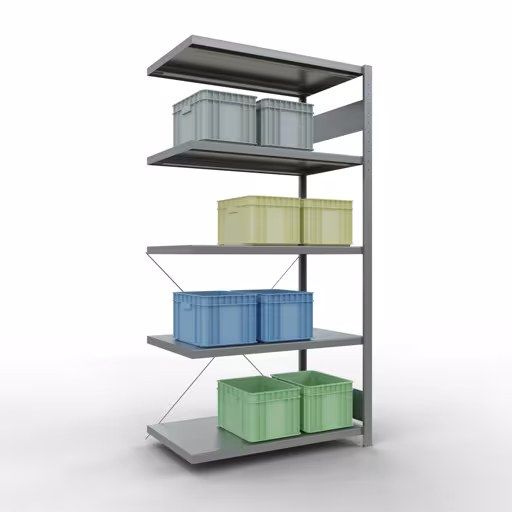 Scaffali aggiuntivi, scaffali, sistema a innesto MULTIplus330, 2000 x 1000 x 600 mm (AxLxP), 5 ripiani, traversa, zincato di Schulte Lagertechnik con l'articolo n. 13965