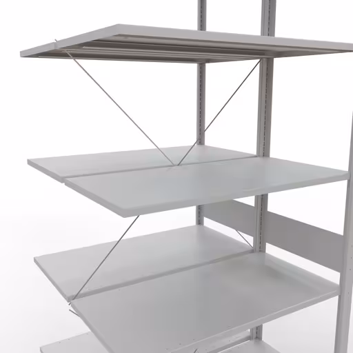 Immagine aggiuntiva dell'articolo Ripiano aggiuntivo, ripiano doppio, sistema di scaffali MULTIplus150, 3000 x 1000 x (2x1000) mm (AxLxP), 2x7 ripiani, traversa, RAL 7035 grigio chiaro da ripiani doppi