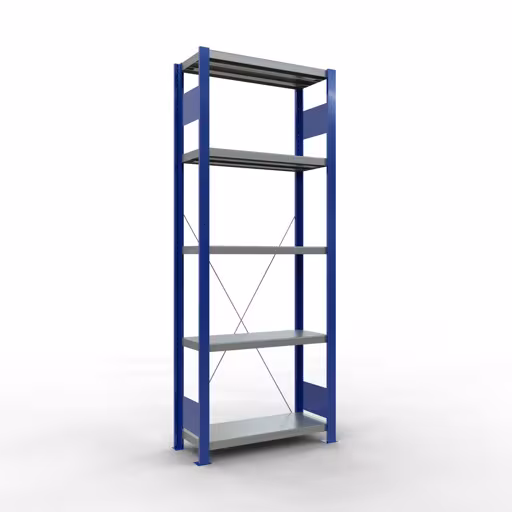 Figure n° 14 de l'article étagère de base, étagère, système enfichable MULTIplus250, 2000 x 750 x 300 mm, 5 étagères, RAL 5010 bleu gentiane/galvanisé/galvanisé du groupe de produits système enfichable de Schulte Lagertechnik
