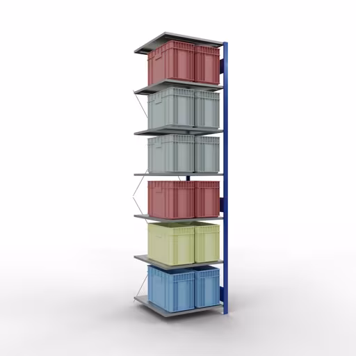 Scaffali aggiuntivi, scaffali, sistema a innesto MULTIplus150, 3000 x 750 x 800 mm (AxLxP), 7 ripiani, traversa, RAL 5010 blu genziana/zincato/zincato di Schulte Lagertechnik con l'articolo n. 12787-75-B