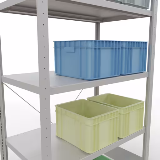 Immagine del prodotto n. 13 dell'articolo scaffale base, sistema a innesto per ripiani MULTIplus250, 2000 x 1000 x 600 mm (AxLxP), 5 ripiani, traversa, RAL 7035 grigio chiaro dalla gamma di prodotti per sistemi a innesto della marca Schulte Lagertechnik
