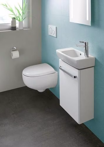 Detailbild 4080831 Geberit Renova Compact, WC suspendu, chasse d'eau basse saillie 49cm, Rimfree, blanc