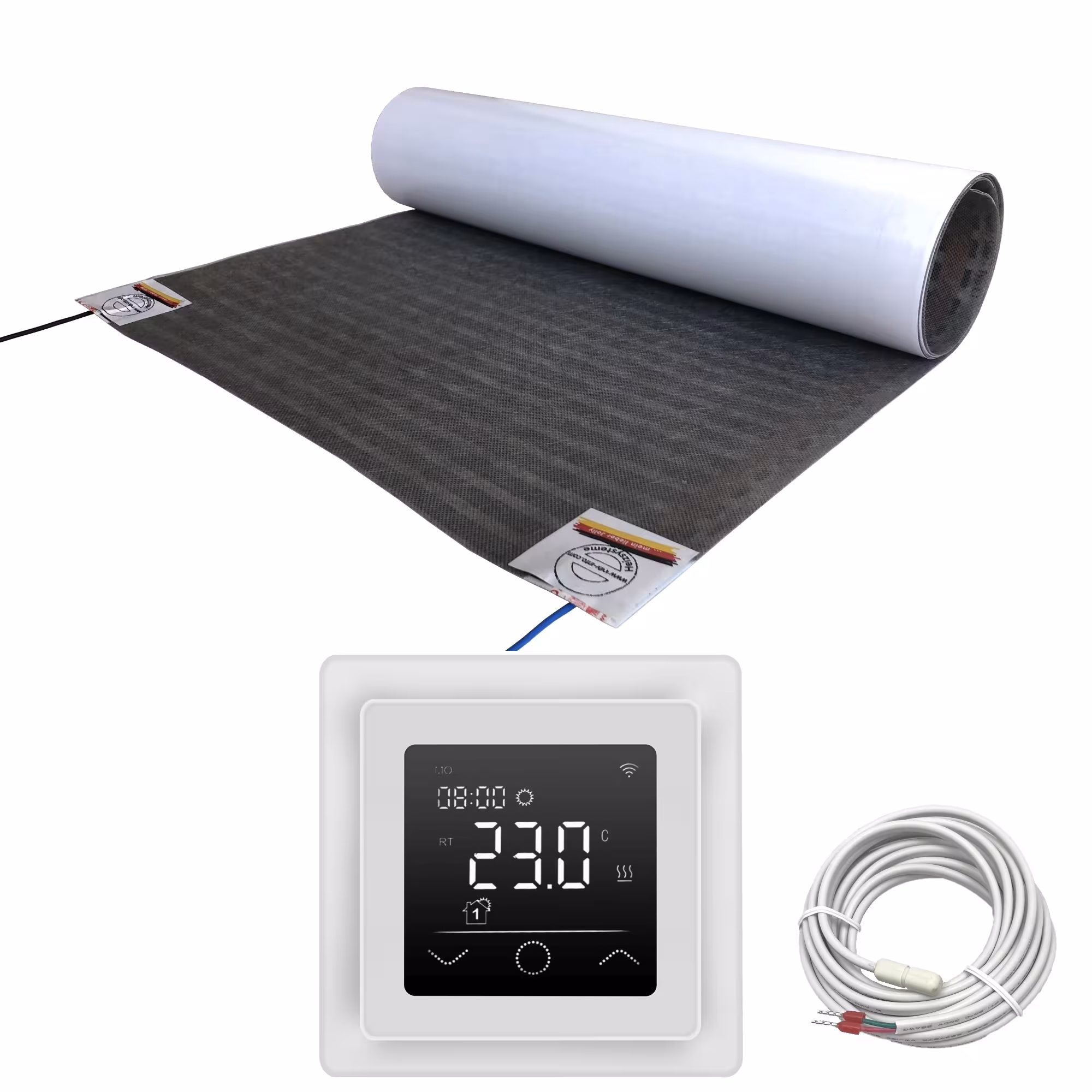 Riscaldamento a pavimento elettrico HoWaTech Lux | Set con pellicola riscaldante e controller WiFi Touch white, riscaldamento elettrico a pavimento, art. n. 2042.125-200