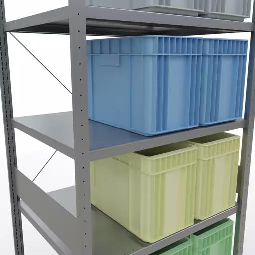 Immagine aggiuntiva dell'articolo Ripiano base, ripiano sistema a innesto MULTIplus250, 3000 x 1000 x 800 mm (AxLxP), 7 ripiani, traversa, zincato dal ripiano base