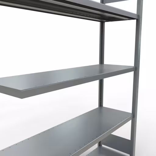Anbauregal, Fachbodenregal Stecksystem MULTIplus250, 2000 x 1300 x 400 mm (HxBxT), 5 Fachböden, Längenriegel, verzinkt von Schulte Lagertechnik aus der Kategorie Stecksystem