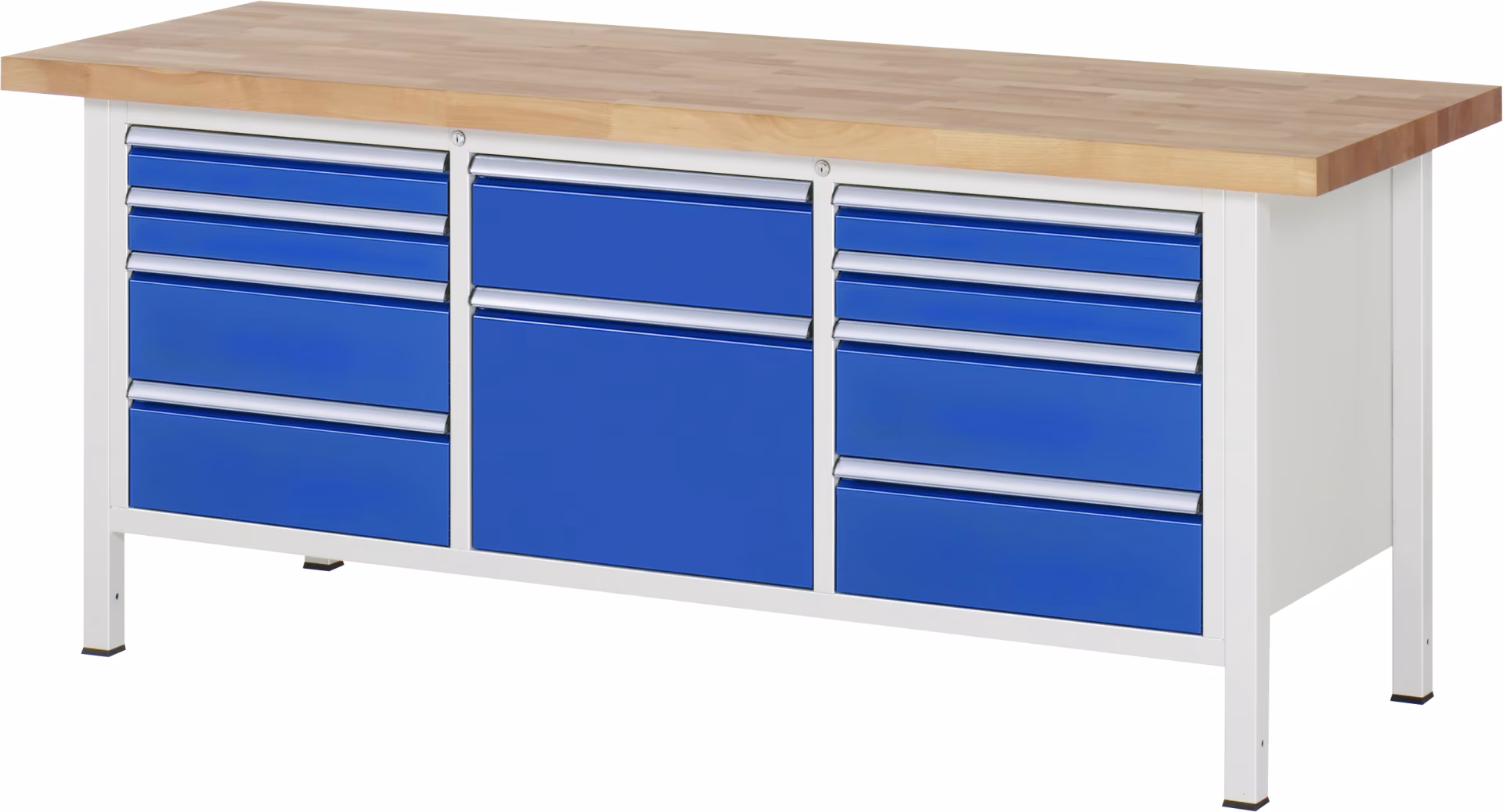 Banco da lavoro regolabile in altezza 8575A2, L2000xP700xA840-1040mm, 10 cassetti estraibili parzialmente da Rau Banco da lavoro regolabile in altezza 8575A2, L2000xP700xA840-1040mm, 10 cassetti, estrazione parziale dalla categoria Banchi da lavoro con il numero di articolo 03-8575A2-207B4H.11