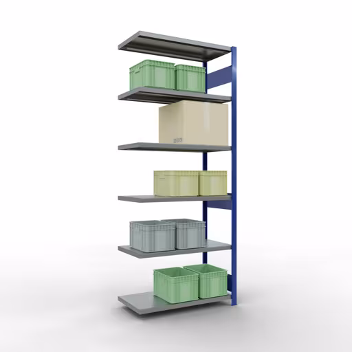 Figure n° 15 de l'article, système d'étagères MULTIplus250, système enfichable, 2500 x 1000 x 500 mm, 6 étagères, RAL 5010 bleu gentiane/galvanisé du groupe de produits système enfichable de Schulte Lagertechnik