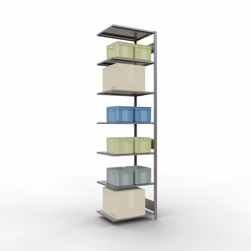 Scaffali componibili, scaffalature, sistema a innesto MULTIplus150, 3000 x 750 x 600 mm (AxLxP), 7 ripiani, barre longitudinali, zincato della categoria scaffali componibili con GTIN 4004514281180 Scaffali componibili, scaffali, sistema a innesto MULTIplus150, 3000 x 750 x 600 mm (AxLxP), 7 ripiani, barre longitudinali, zincato della marca Schulte Lagertechnik della gamma dei sistemi a innesto