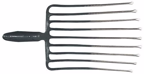 Fourche à pierre 9, dents de 330 mm avec douille à ressort, sans manche, en acier peint rouge argenté, KRUMPHOLZ, catégorie Houes, râteaux et petits outils, référence 4000818579