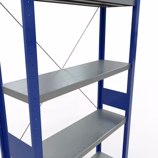 Image du produit n° 14 de l'article étagère de base, étagère, système enfichable MULTIplus330, 3000 x 1000 x 300 mm (HxLxP), 7 étagères, traverse, RAL 5010 bleu gentiane/galvanisé Figure n° 14 de l'article étagère de base, étagère, système enfichable MULTIplus330, 3000 x 1000 x 300 mm, 7 étagères, RAL 5010 bleu gentiane/galvanisé du groupe de produits système enfichable de la marque Schulte Lagertechnik