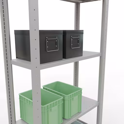 Étagère de base, étagère, système enfichable MULTIplus150, 2000 x 750 x 300 mm, 5 étagères, RAL 7035 gris clair de la marque Schulte Lagertechnik de la gamme de produits du système enfichable