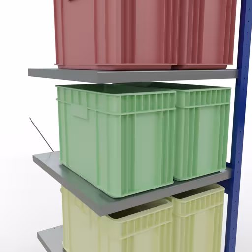 Figure n° 13 de l'article, système d'étagères enfichables MULTIplus250, 2500 x 750 x 800 mm, 6 étagères, RAL 5010 bleu gentiane/galvanisé/galvanisé du groupe de produits système enfichable de Schulte Lagertechnik
