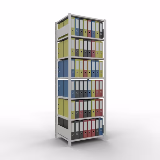Figure n° 9 de l'article étagère de base, étagère de bureau, système enfichable MULTIplus150, 2300 x 750 x 600 mm (HxLxP), 7 étagères, , , gris clair de la gamme d'étagères de bureau de Schulte Lagertechnik