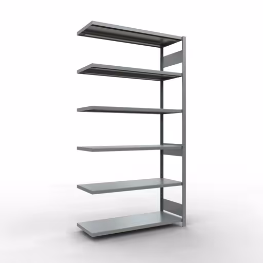 Rayonnage supplémentaire, rayonnage à étagères, système enfichable MULTIplus250, 2500 x 1300 x 500 mm (HxLxP), 6 étagères, barres de longueur, galvanisé, étagère supplémentaire, réf. 12956-130-LR